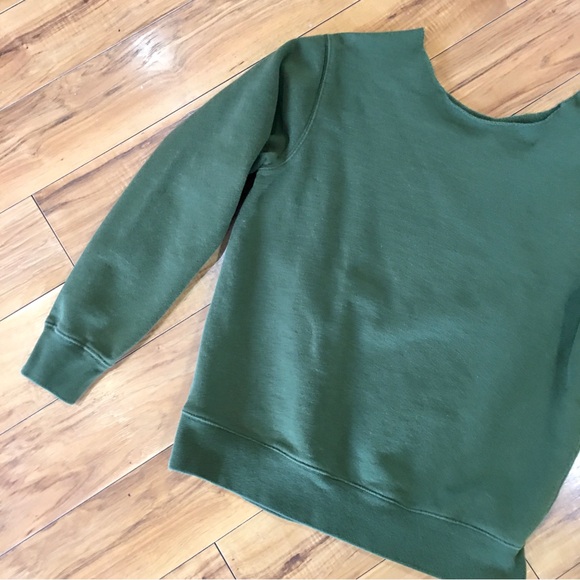 Khaki green sweatshirt top holiday Christmas preppy trending cute cotton medium - Picture 6 of 6